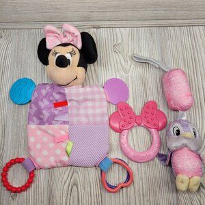 Lot 3 Disney Baby Minnie Mouse Security Blanket Bow Teether Princess Chime Birdi